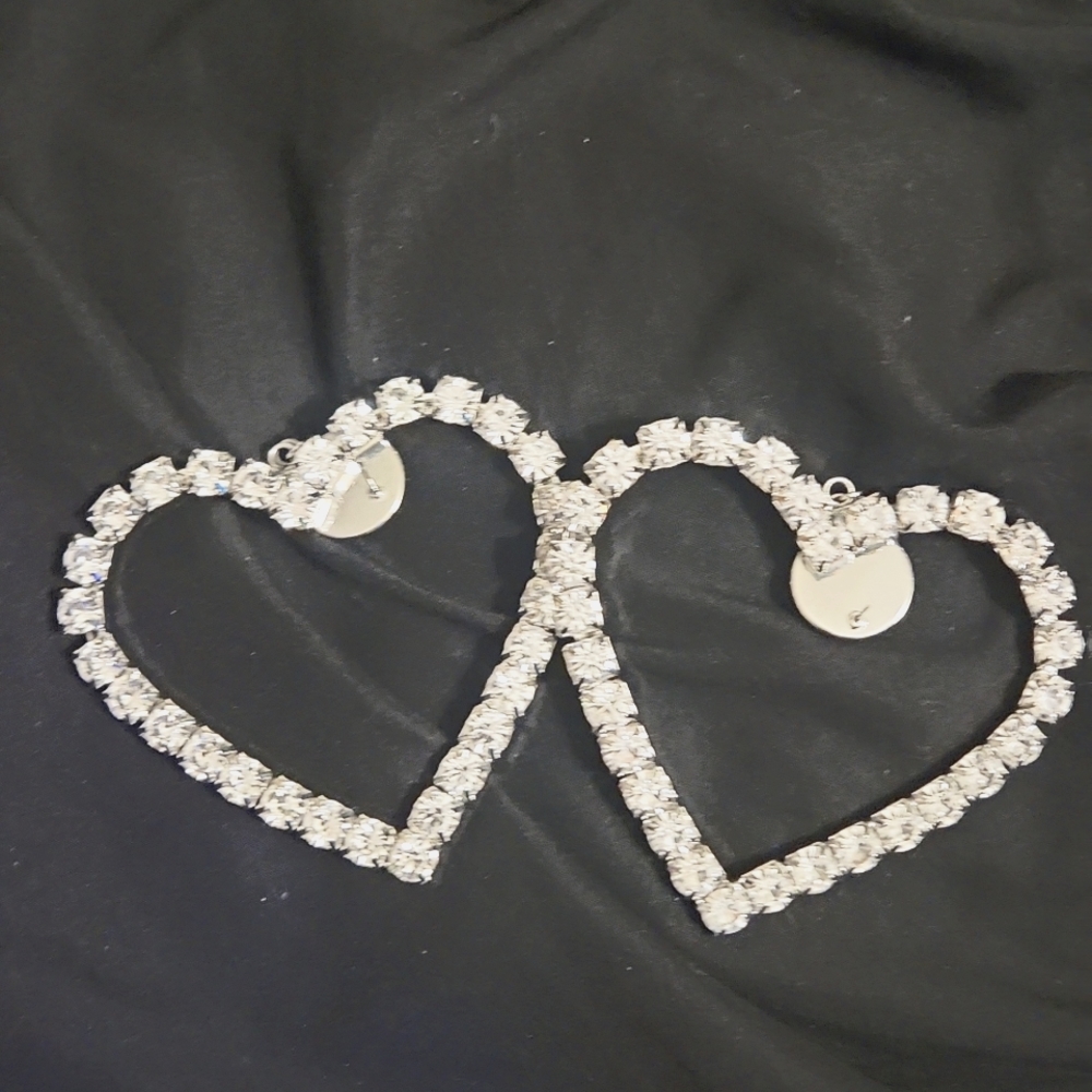 BEBE Silver Heart-Shaped Earrings